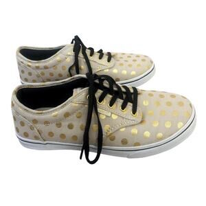 Vans Cream & Gold Polka Dot Sneakers Black Lace Up Sneakers Womens Size 7.5